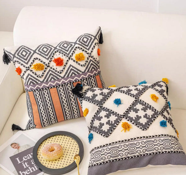 Oriental Square Pillows for Couch, Geometric Modern Pillows, Decorative Throw Pillows for Living Room, Bohemian Decorative Sofa Pillows-ArtWorkCrafts.com