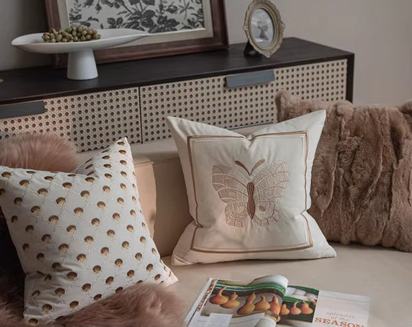 Embroidered Butterfly Pillow Covers, Modern Decorative Pillows for Bedroom, Decorative Pillow Arrangement Ideas for Couch, Large Decorative Throw Pillows for Living Room-ArtWorkCrafts.com