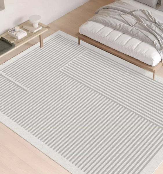 Geometric Contemporary Rugs for Dining Room, Bedroom Floor Rugs, Soft Modern Rug for Living Room, Gray Modern Rugs for Living Room