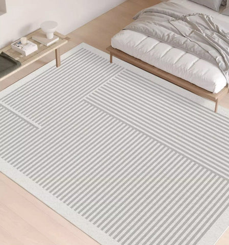 Geometric Contemporary Rugs for Dining Room, Bedroom Floor Rugs, Soft Modern Rug for Living Room, Gray Modern Rugs for Living Room