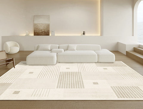 Living Room Modern Rugs, Soft Floor Carpets for Dining Room, Modern Living Room Rug Placement Ideas, Contemporary Area Rugs for Bedroom-ArtWorkCrafts.com
