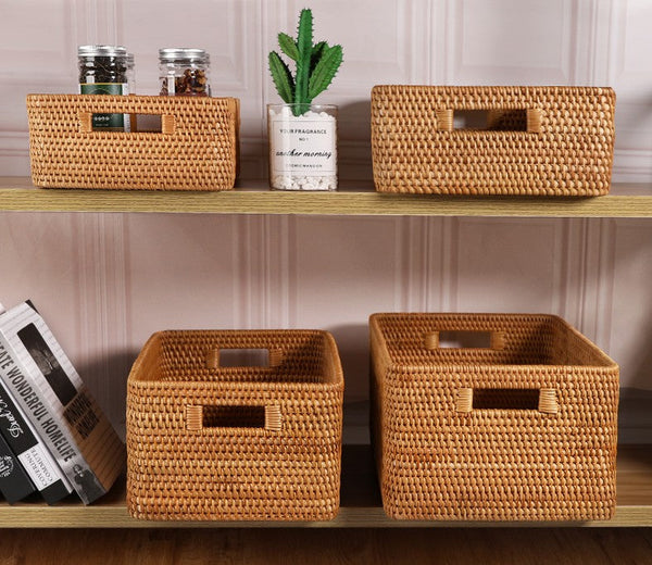 Large Storage Baskets for Bedroom, Storage Baskets for Bathroom, Rectangular Storage Baskets, Storage Baskets for Shelves-ArtWorkCrafts.com