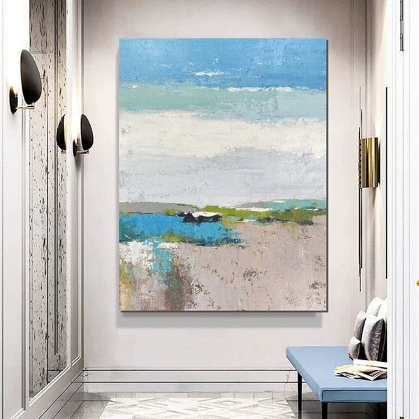 Acrylic Paintings on Canvas, Simple Modern Art, Large Paintings Behind Sofa, Acrylic Painting for Bedroom, Blue Modern Paintings, Buy Paintings Online