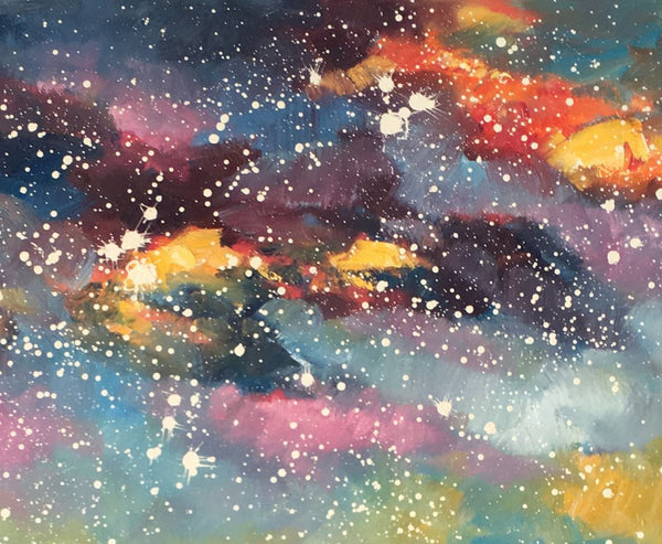 Wall Art for Bedroom Wall Art, Starry Night Sky Painting, Landscape Art, Custom Large Canvas Painting