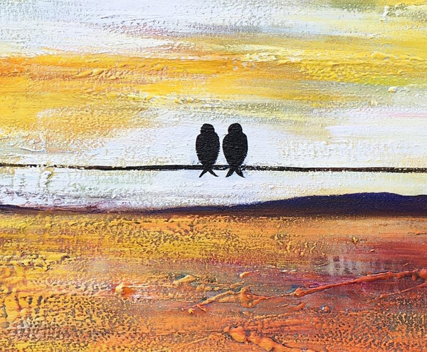 Bird Painting, Love Birds Painting, Abstract Canvas Painting, Buy Art Online, Canvas Painting for Bedroom, Simple Modern Art-ArtWorkCrafts.com