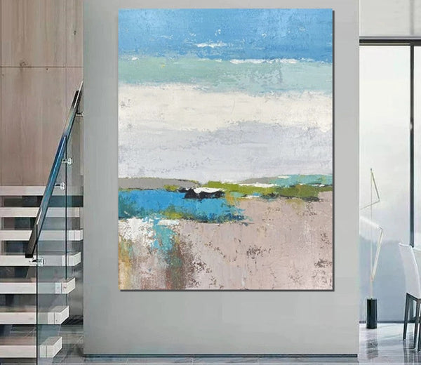 Acrylic Paintings on Canvas, Simple Modern Art, Large Paintings Behind Sofa, Acrylic Painting for Bedroom, Blue Modern Paintings, Buy Paintings Online