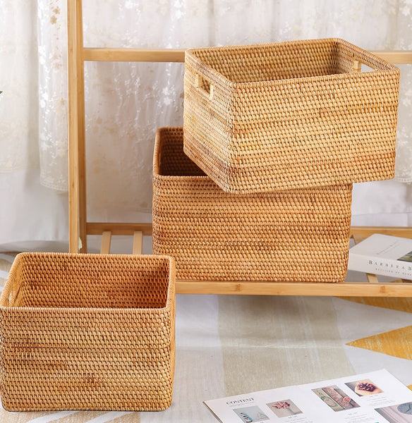 Extra Large Woven Baskets for Living Room, Storage Baskets for Clothes, Storage Baskets for Kitchen, Rectangular Storage Basket for Bedroom, Storage Baskets for Shelves-ArtWorkCrafts.com