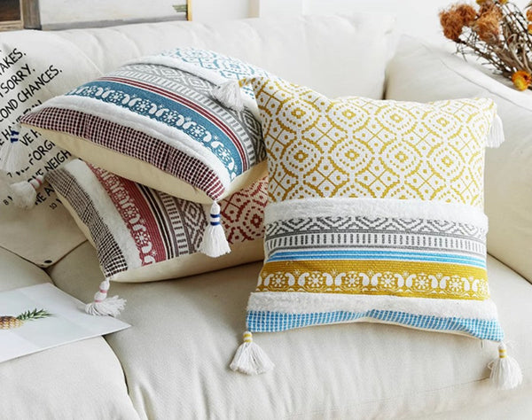 Contemporary Decorative Pillow Covers, Modern Decorative Pillow for Interior Design, Geometric Modern Sofa Pillows for Bedroom, Modern Square Pillows for Couch-ArtWorkCrafts.com