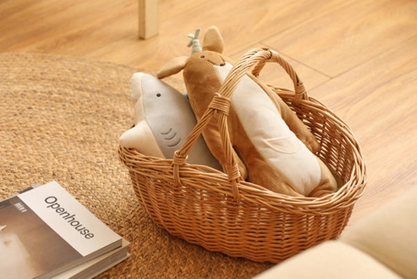 Large Kitchen Storage Baskets, Picnic Storage Basket with Handle, Hand-woven Wicker Storage Basket, Willow Weaving Baskets for Vegetable, Natural Fruit Basket-ArtWorkCrafts.com