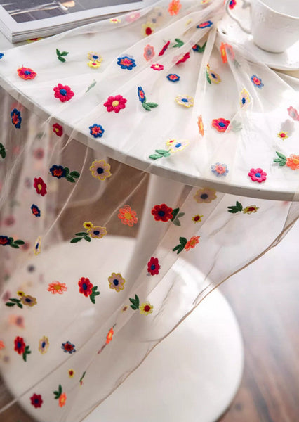 Extra Large Rectangular Tablecloth for Oval Table, Spring Flower Lace Tablecloths, Lace Embroidered Table Covers, Rectangular Table Covers for Coffee Table-ArtWorkCrafts.com