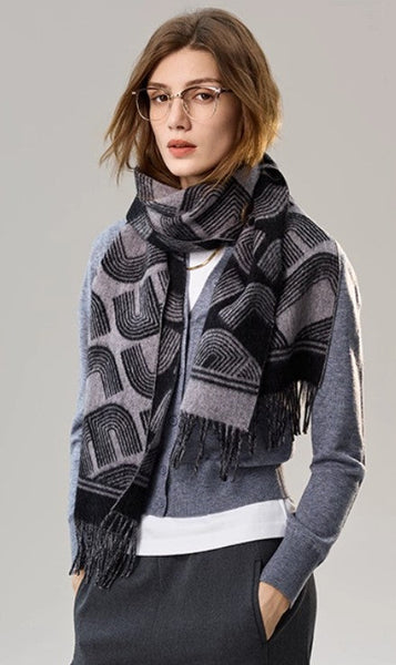 Soft Cashmere Scarf for Women, Cold Weather Scarf, Fashion Designer Scarf, Elegant Scarf, Holiday Women Scarf, Modern Wool Scarf, Warm Winter Scarf-ArtWorkCrafts.com