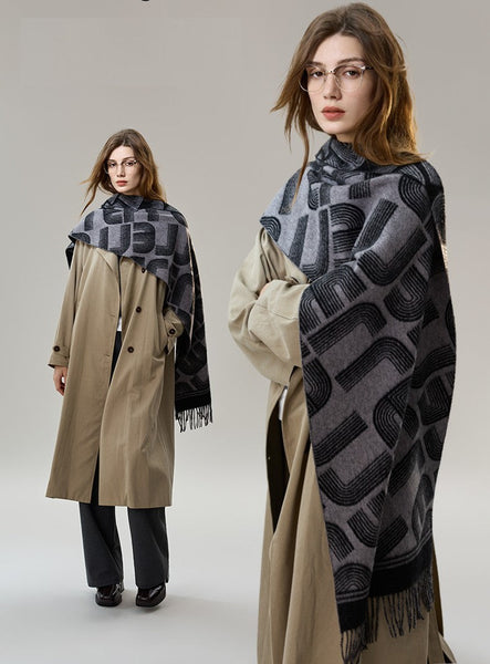 Soft Cashmere Scarf for Women, Cold Weather Scarf, Fashion Designer Scarf, Elegant Scarf, Holiday Women Scarf, Modern Wool Scarf, Warm Winter Scarf-ArtWorkCrafts.com