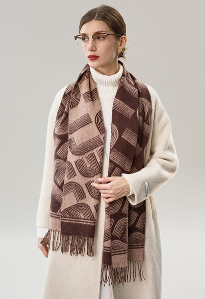 Cold Weather Scarf, Fashion Designer Scarf, Elegant Scarf, Holiday Women Scarf, Modern Wool Scarf, Warm Winter Scarf, Soft Cashmere Scarf for Women-ArtWorkCrafts.com