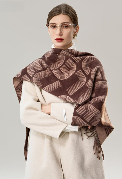 Cold Weather Scarf, Fashion Designer Scarf, Elegant Scarf, Holiday Women Scarf, Modern Wool Scarf, Warm Winter Scarf, Soft Cashmere Scarf for Women-ArtWorkCrafts.com