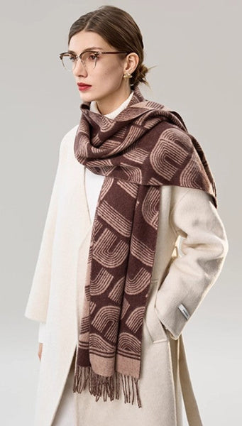 Cold Weather Scarf, Fashion Designer Scarf, Elegant Scarf, Holiday Women Scarf, Modern Wool Scarf, Warm Winter Scarf, Soft Cashmere Scarf for Women-ArtWorkCrafts.com