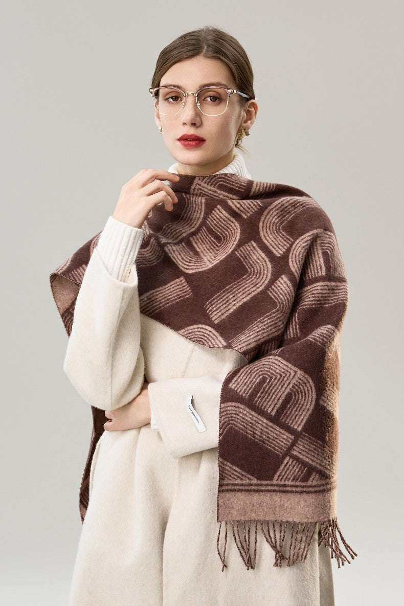 Cold Weather Scarf, Fashion Designer Scarf, Elegant Scarf, Holiday Women Scarf, Modern Wool Scarf, Warm Winter Scarf, Soft Cashmere Scarf for Women-ArtWorkCrafts.com