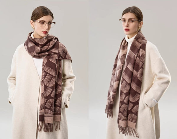Cold Weather Scarf, Fashion Designer Scarf, Elegant Scarf, Holiday Women Scarf, Modern Wool Scarf, Warm Winter Scarf, Soft Cashmere Scarf for Women-ArtWorkCrafts.com