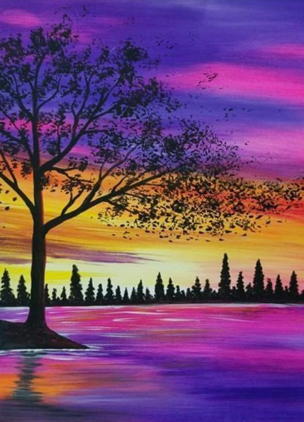 Simple Tree Painting, Easy Hand Paitned Canvas Art, Simple Acrylic Paintings, Easy Painting Ideas on Canvas, Simple Landscape Paintings-ArtWorkCrafts.com