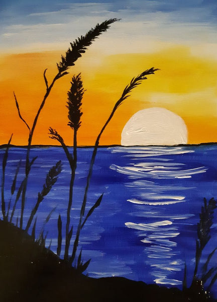 Simple Landscape Paintings, Simple Lake Sunrise Paintings, Easy Hand Paitned Canvas Art, Simple Acrylic Paintings, Easy Painting Ideas on Canvas