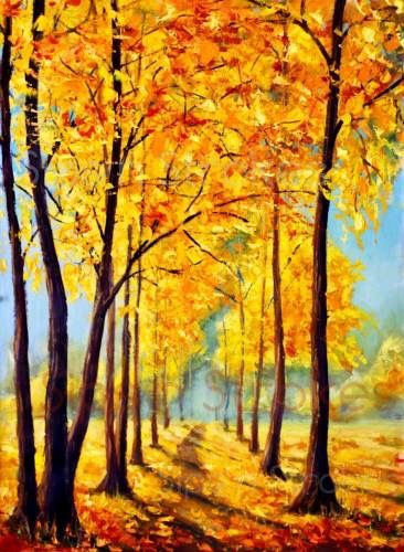 Small Autum Forest Tree Painting, Easy Painting Ideas on Canvas, Simple Acrylic Paintings, Small Canvas Art on Canvas, Simple Landscape Artwork-ArtWorkCrafts.com
