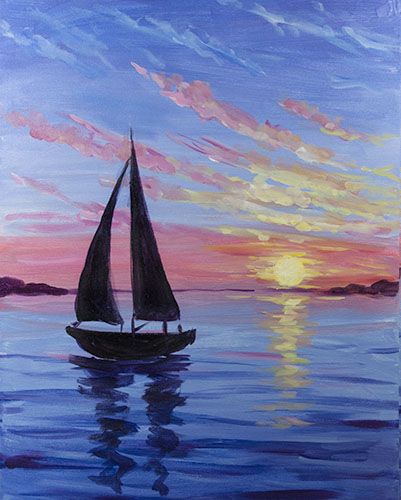 Simple Acrylic Paintings, Small Canvas Artwork, Simple Landscape Art on Canvas, Simple Small Seashore Sail Boat Paintings, Easy Painting Ideas for Home Decor-ArtWorkCrafts.com