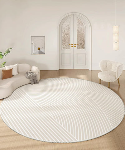 Abstract Modern Area Rugs for Bedroom, Geometric Round Rugs for Dining Room, Circular Modern Rugs under Chairs, Contemporary Modern Rug for Living Room