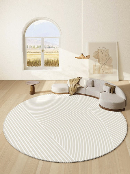 Abstract Modern Area Rugs for Bedroom, Geometric Round Rugs for Dining Room, Circular Modern Rugs under Chairs, Contemporary Modern Rug for Living Room-ArtWorkCrafts.com
