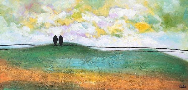 Abstract Canvas Painting, Wall Art Painting, Canvas Painting for Living Room, Wedding Gift, Love Birds Painting, Acrylic Abstract Painting-ArtWorkCrafts.com