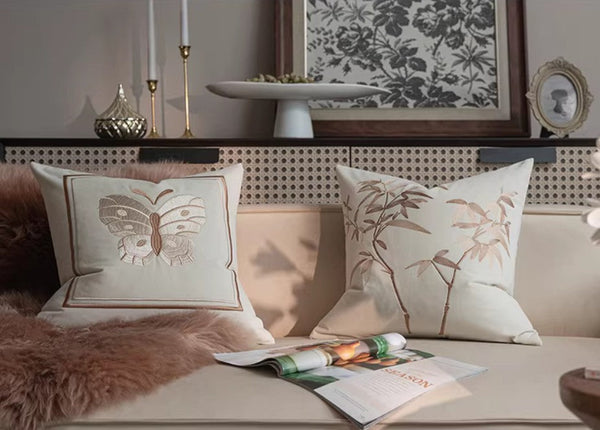 Embroidered Butterfly Pillow Covers, Modern Decorative Pillows for Bedroom, Decorative Pillow Arrangement Ideas for Couch, Large Decorative Throw Pillows for Living Room-ArtWorkCrafts.com