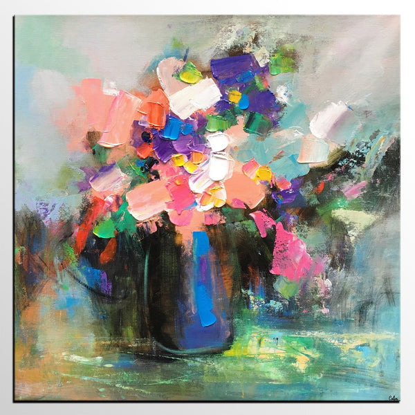 Living Room Wall Art, Flower Still Life Painting, Original Wall Art, Floral Painting, Custom Large Artwork