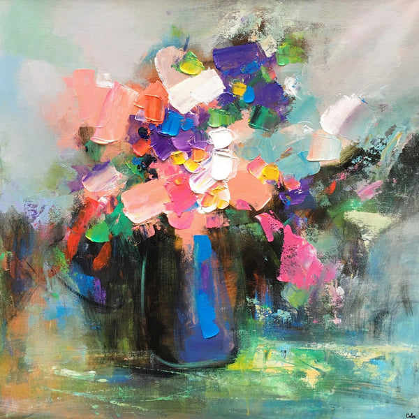Living Room Wall Art, Flower Still Life Painting, Original Wall Art, Floral Painting, Custom Large Artwork