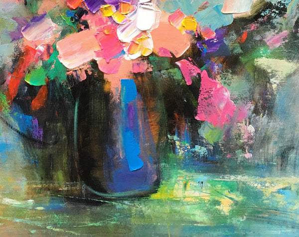 Living Room Wall Art, Flower Still Life Painting, Original Wall Art, Floral Painting, Custom Large Artwork-ArtWorkCrafts.com