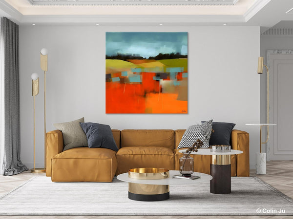 Original Landscape Wall Art Paintings, Oversized Modern Canvas Paintings, Modern Acrylic Artwork, Large Abstract Painting for Dining Room-ArtWorkCrafts.com