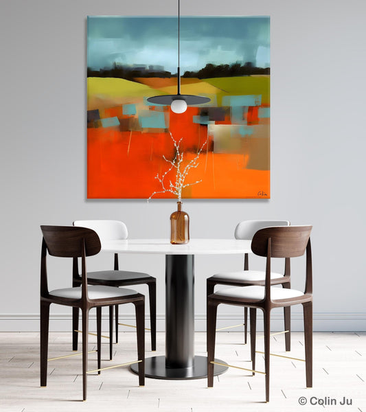Original Landscape Wall Art Paintings, Oversized Modern Canvas Paintings, Modern Acrylic Artwork, Large Abstract Painting for Dining Room-ArtWorkCrafts.com