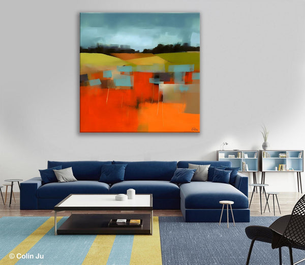 Original Landscape Wall Art Paintings, Oversized Modern Canvas Paintings, Modern Acrylic Artwork, Large Abstract Painting for Dining Room-ArtWorkCrafts.com