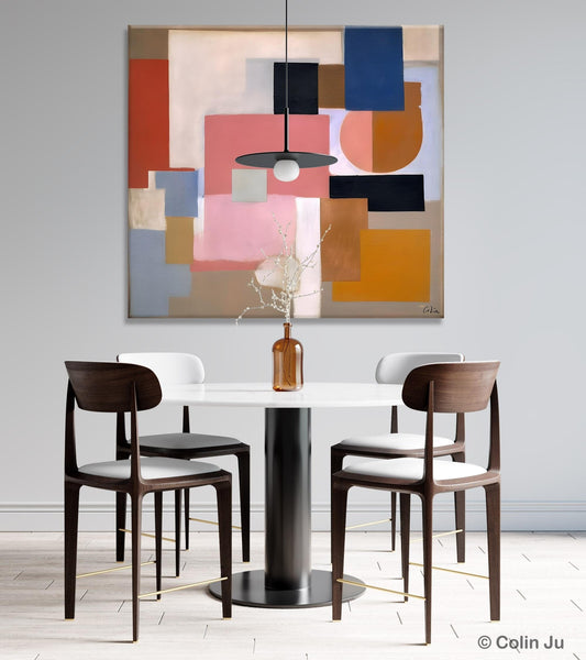 Geometric Abstract Art, Original Abstract Wall Art, Contemporary Acrylic Paintings, Hand Painted Canvas Art, Large Abstract Art for Bedroom-ArtWorkCrafts.com