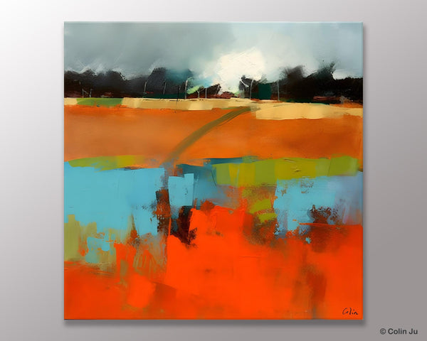 Original Abstract Wall Art, Landscape Acrylic Art, Landscape Canvas Art, Hand Painted Canvas Art, Large Abstract Painting for Living Room-ArtWorkCrafts.com