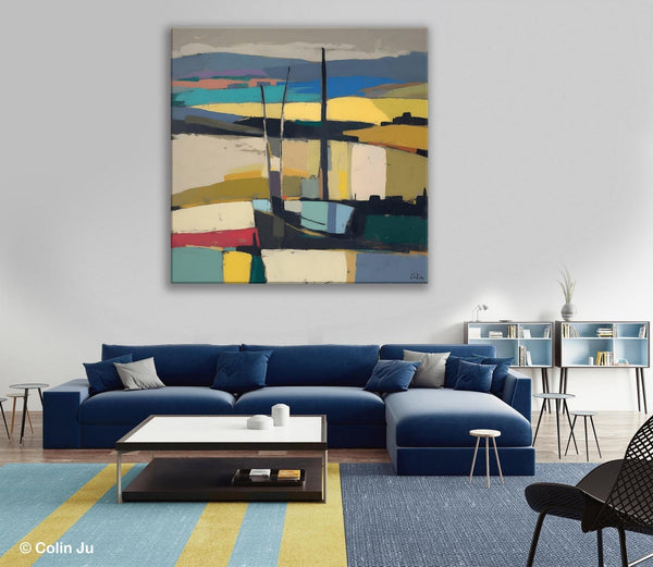 Landscape Canvas Art, Original Abstract Art, Hand Painted Canvas Art, Abstract Landscape Painting, Large Abstract Painting for Living Room-ArtWorkCrafts.com