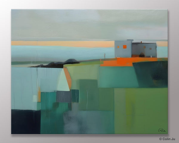 Large Original Canvas Wall Art, Contemporary Landscape Paintings, Extra Large Acrylic Painting for Dining Room, Abstract Painting on Canvas-ArtWorkCrafts.com