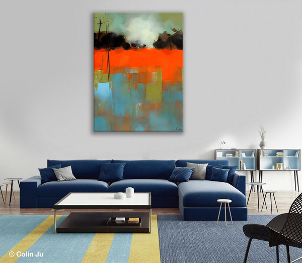 Landscape Canvas Art, Simple Modern Wall Art, Contemporary Acrylic Paintings, Original Abstract Paintings, Large Canvas Painting for Bedroom-ArtWorkCrafts.com