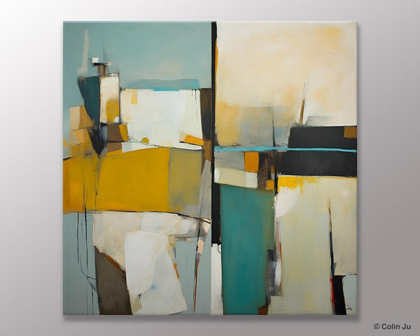 Abstract Painting for Bedroom, Original Modern Wall Art Paintings, Geometric Modern Acrylic Paintings, Oversized Contemporary Canvas Art-ArtWorkCrafts.com