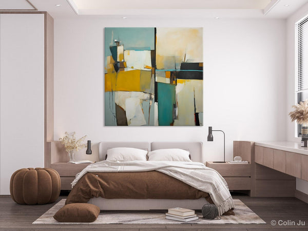 Abstract Painting for Bedroom, Original Modern Wall Art Paintings, Geometric Modern Acrylic Paintings, Oversized Contemporary Canvas Art-ArtWorkCrafts.com