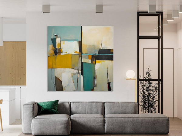 Abstract Painting for Bedroom, Original Modern Wall Art Paintings, Geometric Modern Acrylic Paintings, Oversized Contemporary Canvas Art-ArtWorkCrafts.com