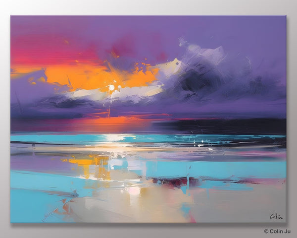 Abstract Landscape Paintings, Modern Abstract Wall Art, Extra Large Canvas Painting for Dining Room, Original Canvas Wall Art Paintings