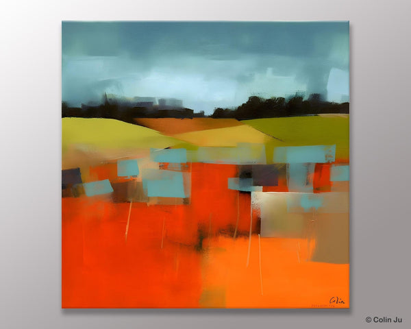 Original Landscape Wall Art Paintings, Oversized Modern Canvas Paintings, Modern Acrylic Artwork, Large Abstract Painting for Dining Room-ArtWorkCrafts.com