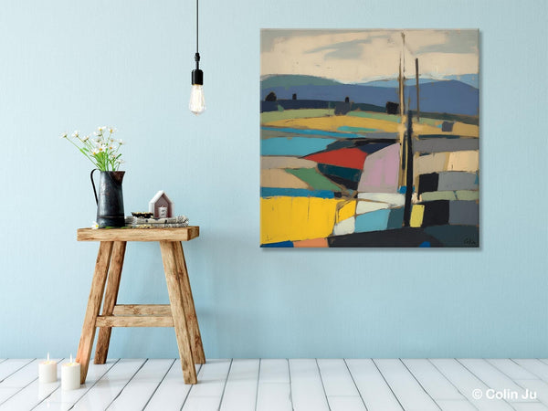 Original Landscape Wall Art Paintings, Abstract Wall Art Painting for Living Room, Landscape Canvas Paintings, Acrylic Painting on Canvas-ArtWorkCrafts.com