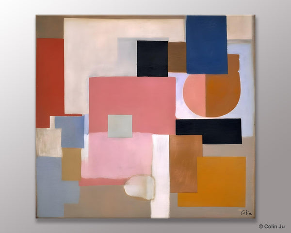 Geometric Abstract Art, Original Abstract Wall Art, Contemporary Acrylic Paintings, Hand Painted Canvas Art, Large Abstract Art for Bedroom-ArtWorkCrafts.com