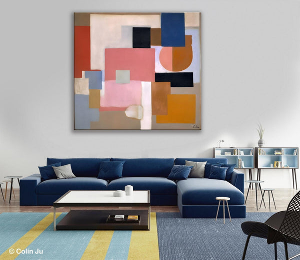 Geometric Abstract Art, Original Abstract Wall Art, Contemporary Acrylic Paintings, Hand Painted Canvas Art, Large Abstract Art for Bedroom-ArtWorkCrafts.com