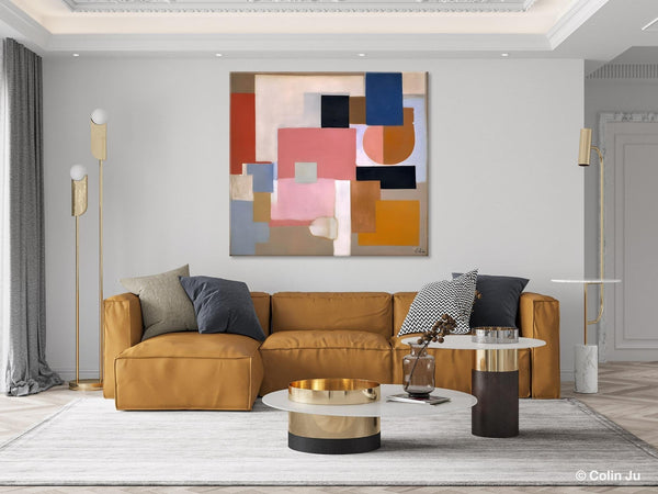 Geometric Abstract Art, Original Abstract Wall Art, Contemporary Acrylic Paintings, Hand Painted Canvas Art, Large Abstract Art for Bedroom-ArtWorkCrafts.com