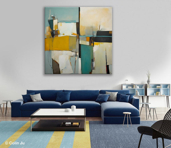Abstract Painting for Bedroom, Original Modern Wall Art Paintings, Geometric Modern Acrylic Paintings, Oversized Contemporary Canvas Art-ArtWorkCrafts.com